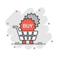 Online shopping star icon in comic style. Buy button cartoon vector illustration on white isolated background. E-commerce splash effect business concept.