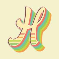 Vintage style 3d illustration of letter h vector