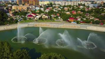 Very large dynamic fountain on the river video