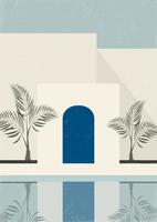 paisaje minimalista, arquitectura sencilla de estilo marroquí.