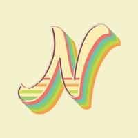 Vintage style 3d illustration of letter n vector