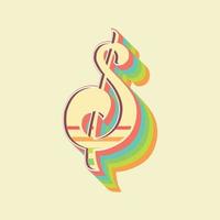 Vintage style 3d illustration of dollar sign vector