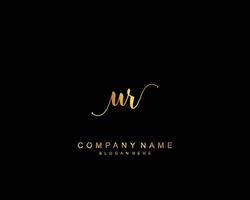 Initial UR beauty monogram and elegant logo design, handwriting logo of initial signature, wedding, fashion, floral and botanical with creative template. vector