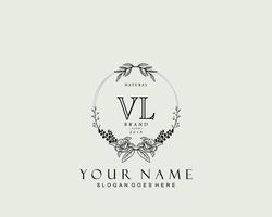 Initial VL beauty monogram and elegant logo design, handwriting logo of initial signature, wedding, fashion, floral and botanical with creative template. vector