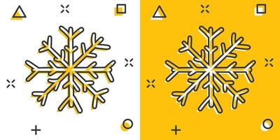 Vector cartoon hand drawn snowflake icon in comic style. Snow flake sketch doodle illustration pictogram. Handdrawn winter christmas business splash effect concept.