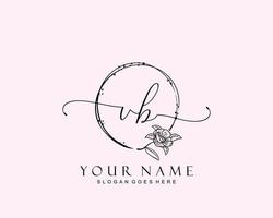 Initial VB beauty monogram and elegant logo design, handwriting logo of initial signature, wedding, fashion, floral and botanical with creative template. vector