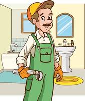 plumber repairman cartoon vector illustration