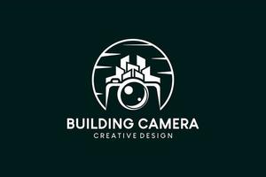 Camera logo design, creative photography building camera logo illustration vector