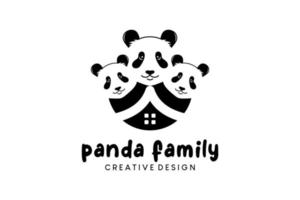 diseño del logotipo de panda, ilustración de vector de icono de familia de panda