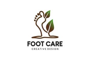 diseño de logotipo para el cuidado de los pies en el concepto de hoja de planta creativa vector