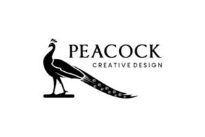 Peacock logo design with creative silhouette vector