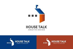 Home talking or home consulting logo design with simple negative space style vector