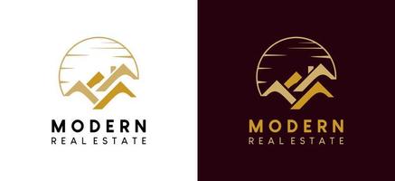 diseño de logotipo de bienes raíces, casas y edificios con concepto creativo vector