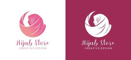 Hijab logo design, hijab boutique, hijab fashion and hijab beauty with a simple concept vector