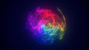 sphère d'énergie arc-en-ciel multicolore abstraite ronde transparente brillante, fond abstrait magique. vidéo 4k, conception de mouvement video