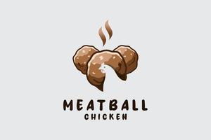 Food logo design, chicken meatball logo with creative negative space style vector