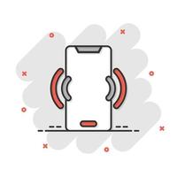 icono de pantalla en blanco del teléfono inteligente en estilo cómico. ilustración de vector de dibujos animados de teléfono móvil sobre fondo blanco aislado. concepto de negocio de efecto de salpicadura de teléfono.