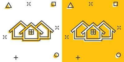 Cartoon house icon in comic style. Home illustration pictogram. House splash business concept. vector