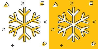 icono de copo de nieve de dibujos animados vectoriales en estilo cómico. pictograma de ilustración de signo de invierno. concepto de efecto de salpicadura de negocio de copos de nieve. vector