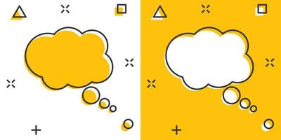 Cartoon thought bubble icon in comic style. Think sign illustration pictogram. Cloud splash business concept. vector