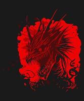 psychedelic sketch dragon isolated on black background. Vector illustration