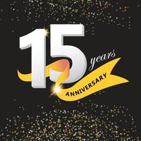 15 Years Anniversary Logo with Anniversary Ribbon vector