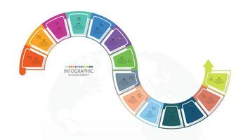 infografía con 14 pasos, procesos u opciones. vector