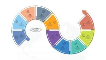 Infographic with 10 steps, process or options. vector