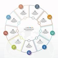 infografía con 9 pasos, procesos u opciones. vector