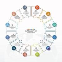 infografía con 12 pasos, procesos u opciones. vector