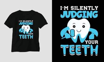 Vector Dentist t-shirt or poster cute design with cartoon tooth, dental elements, etc.