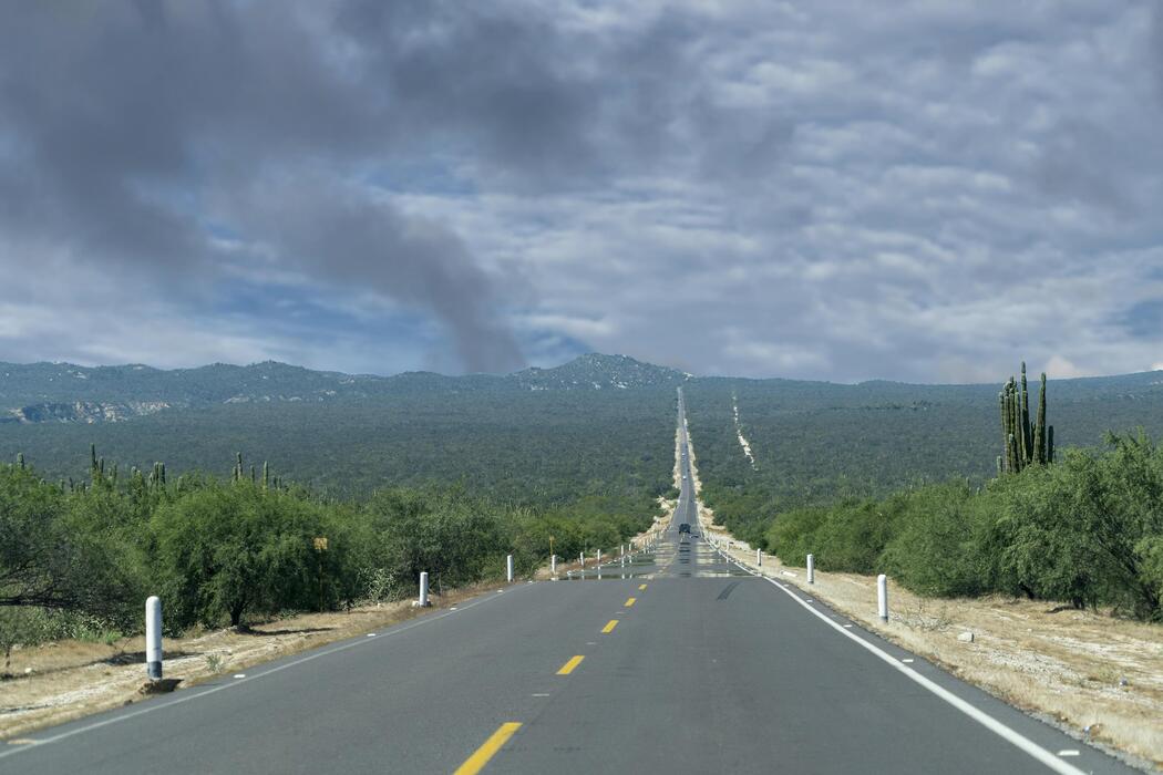 Mexico States Stock Photos Images - Baja California Landscape Endless Straight Panorama Road Photo.JPG