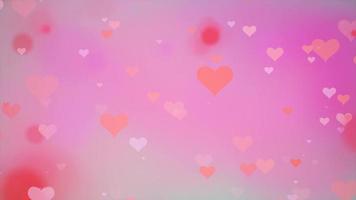 lysande anbud flygande kärlek hjärtan på en rosa bakgrund för hjärtans dag. video 4k, rörelse design