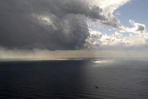 Sea tempest and clear sky aerial view photo