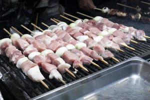 many roasted skewers barbecue photo