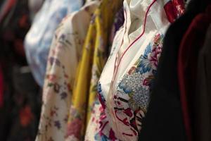 many japanese kimono dress at the market photo