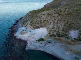 tent camp Sierra Guadalupe upland in baja california landscape panorama photo