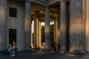 Berlin, Germany-august 8, 2022-particular of Brandeburg gate during a sunset photo