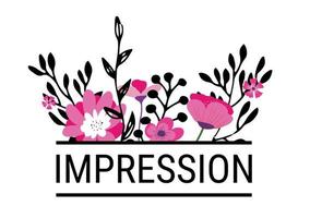 borde floral de impresión con vector de inscripción