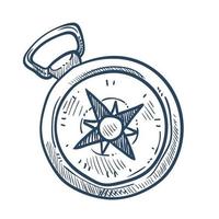 Compass isolated sketch marine navigation nautical equipment vector