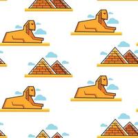 Sphinx and Pyramid Egyptian architecture and landmark seamless pattern vector