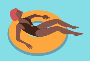 Woman relaxing in water laying in inflatable lifebuoy vector
