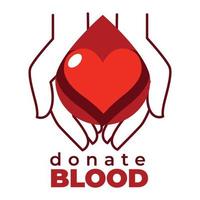 Donate blood isolated icon heart and hands charity vector