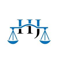 Letter HJ Law Firm Logo Design For Lawyer, Justice, Law Attorney, Legal, Lawyer Service, Law Office, Scale, Law firm, Attorney Corporate Business vector