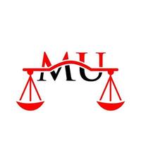 Letter MU Law Firm Logo Design For Lawyer, Justice, Law Attorney, Legal, Lawyer Service, Law Office, Scale, Law firm, Attorney Corporate Business vector