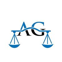 Letter AG Law Firm Logo Design For Lawyer, Justice, Law Attorney, Legal, Lawyer Service, Law Office, Scale, Law firm, Attorney Corporate Business vector