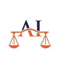 Letter AI Law Firm Logo Design For Lawyer, Justice, Law Attorney, Legal, Lawyer Service, Law Office, Scale, Law firm, Attorney Corporate Business vector