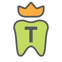 diseño de logotipo dental en el símbolo de la corona de la letra t. signo de logotipo de cuidado dental, diseño de logotipo de rey de dientes de clínica con plantilla de vector de lujo