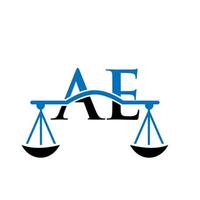 Letter AE Law Firm Logo Design For Lawyer, Justice, Law Attorney, Legal, Lawyer Service, Law Office, Scale, Law firm, Attorney Corporate Business vector