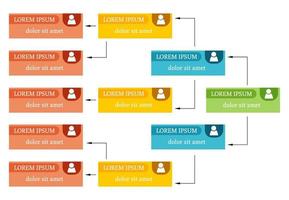 Colorful business structure concept, corporate organization chart scheme with people icons. Vector illustration.